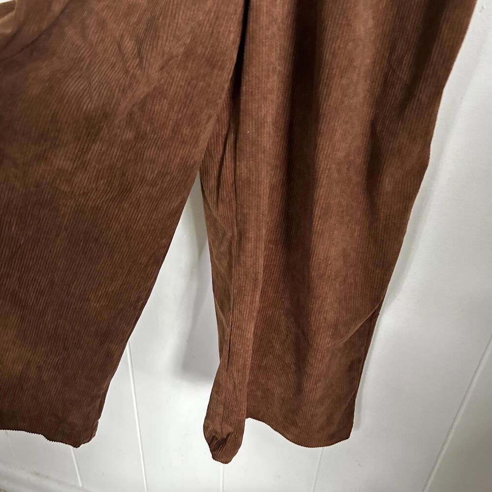 Zesica Brown Bib Long Corduroy Overalls Wide Leg Overalls Women's Medium - Picture 3 of 7
